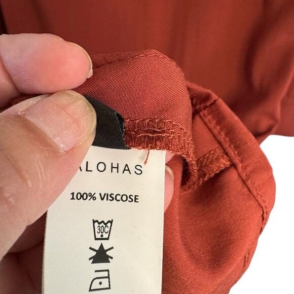 Alohas Exclesa Burnt Orange Rust Modest Long Sleeve Midi Dress - Picture 8 of 12